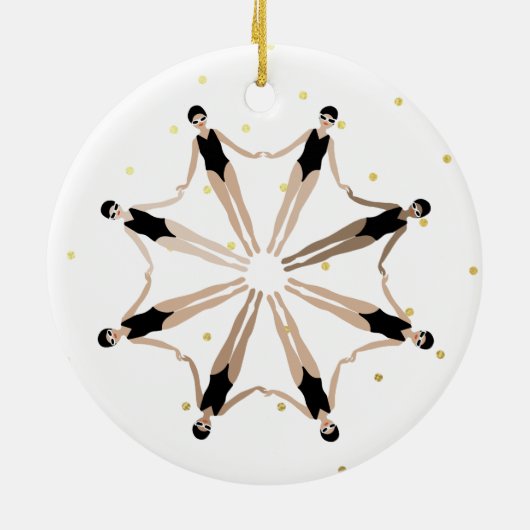 Moderne künstlerisch synchronisierte Schwimmer Gol Keramik Ornament (Hinten)