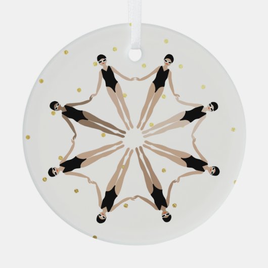 Moderne künstlerisch synchronisierte Schwimmer Gol Ornament Aus Glas (Rückseite)