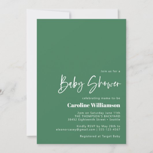 Moderne Künstlerische Abstrakte Green Watercolor K Einladung (Vorderseite)