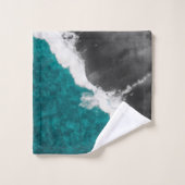 Moderne künstlerische aquamarine blaues badhandtuch set (Waschlappen)