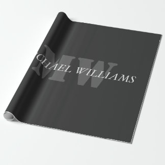 Moderne künstlerische graue schwarze Monogramm Geschenkpapier
