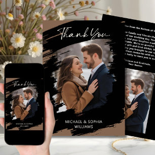 Moderne künstlerische Hochzeit Danke Black Brown Save The Date