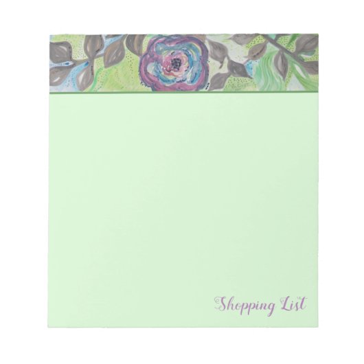 Moderne Künstlerische Lila Blume-Einkaufsliste Notizblock (Vorderseite)