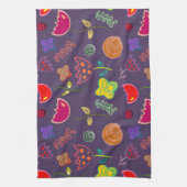 Moderne künstlerische lila und rosa Blume Geschirrtuch (Vertikal)