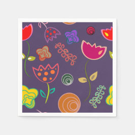 Moderne künstlerische lila und rosa Blume Serviette