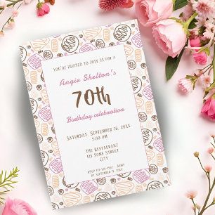 Moderne künstlerische One-Line-Art 70. Geburtstags Einladung