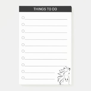 Moderne künstlerische Pferdesilhouette in Schwarzw Post-it Klebezettel