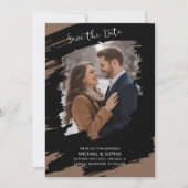 Moderne künstlerische Save the Date Black Brown ei (Vorderseite)