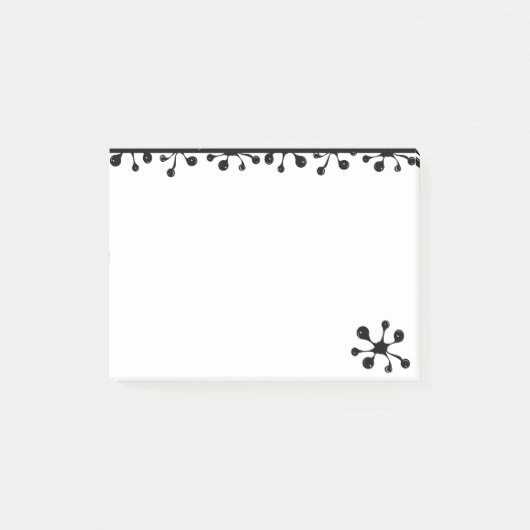 Moderne künstlerische schwarze Spritzer auf Weiß Post-it Klebezettel (Vorderseite)
