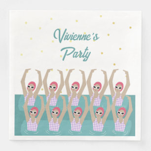 Moderne künstlerische Schwimmer Geburtstagsparty Serviette