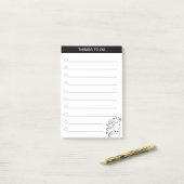 Moderne künstlerische Silhouette in Schwarzweiß Post-it Klebezettel (Auf Schreibtisch)