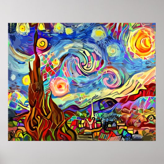 Moderne künstlerische Starry Night Painting Poster (Vorne)