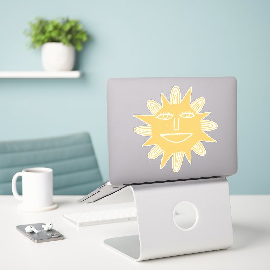 Moderne Künstlerische Sun Trendy Zeichnend Aufkleber (Laptop auf Schreibtisch)