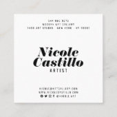 Moderne Künstlerorange abstrakte Kunstmalerei mini Quadratische Visitenkarte (Rückseite)