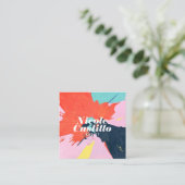 Moderne Künstlerorange abstrakte Kunstmalerei mini Quadratische Visitenkarte (Stehend Vorderseite)