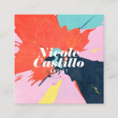 Moderne Künstlerorange abstrakte Kunstmalerei mini Quadratische Visitenkarte (Vorderseite)