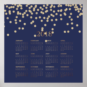 Moderne künstliche Golddiamanten 2018 Kalender Poster