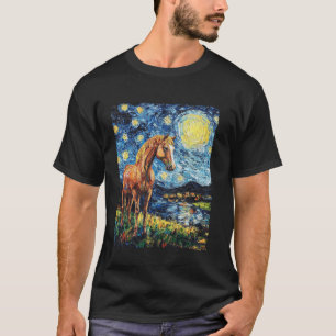 Moderne Kunstmalerei Van Gogh Sternennacht Pferd T-Shirt