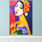 Moderne Kunstmalerei von Frauen abstraktes Kubisöl Leinwanddruck (Insitu (Holzboden))