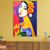 Moderne Kunstmalerei von Frauen abstraktes Kubisöl Leinwanddruck (Insitu (Wohnzimmer))