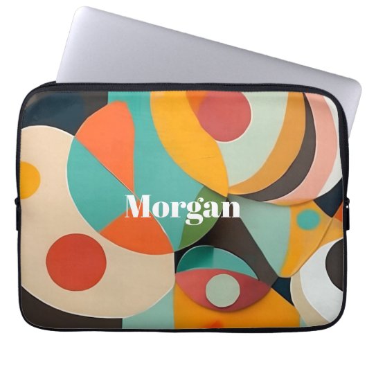 Moderne Kunstmonogramm oder Name im Stil der Mitte Laptopschutzhülle (Vorderseite)