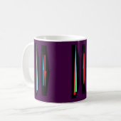 Moderne Kunstpunkte und Pfeile auf dunklen lila Kaffeetasse (Vorderseite Links)