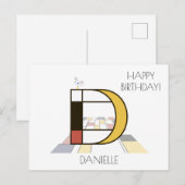 Moderne Kunststil-Monogramm. Buchstabe D Postkarte (Vorne/Hinten)
