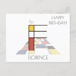 Moderne Kunststil-Monogramm. Buchstabe F Postkarte
