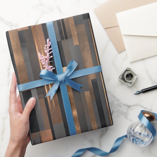 Moderne Kupfer-Bronze-Glanz-Abstrakt-Pattern Geschenkpapier (Schenken)