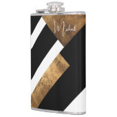Moderne Kupfer-Geometrie mit Monogramm Chic Flachmann (Links)