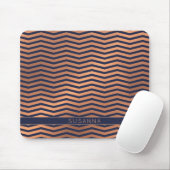 Moderne Kupfer Rose Gold Foil Zickzack Navy Blue Mousepad (Mit Mouse)