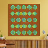 Moderne kupferbraune grüne Kreise Diamantmuster Leinwanddruck (Insitu (Wohnzimmer))