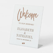 Moderne Kupferchic-Typografie Hochzeitsempfang Sockelschild (Vorderseite)
