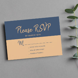 Moderne Kupferfaser-Trendtypografie Hochzeit rsvp Karte