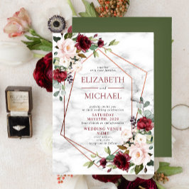 Moderne kupfergeometrische Burgundy Elegante Hochz Einladung