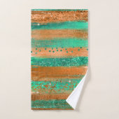 Moderne Kupfergrüne Pinselstriche Badhandtuch Set (Handtuch)