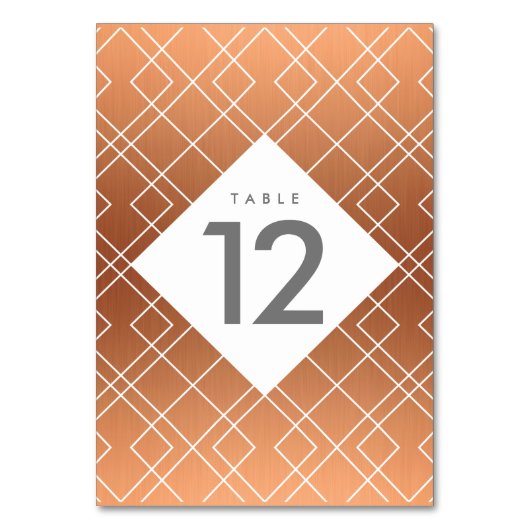 Moderne Kupferkarten-Tischnummer Tischnummer (Rückseite)