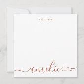 Moderne Kupferskriptkalligraphie Monogram Mitteilungskarte (Vorderseite)