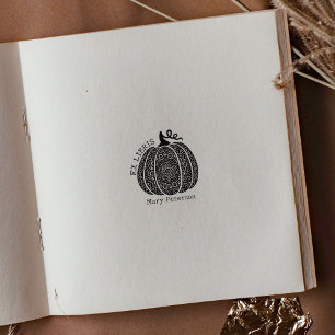 Moderne Kürbis-Mandala-Ex-Libris, Buch Gummistempel