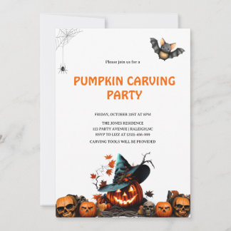 Moderne Kürbisschnitzerei Halloween-Party Einladung