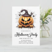 Moderne Kürbisspinnen Erwachsenes Halloween-Party Einladung (Stehend Vorderseite)