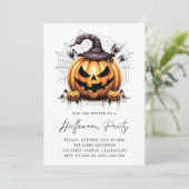 Moderne Kürbisspinnen Erwachsenes Halloween-Party Einladung (Stehend Vorderseite)