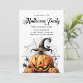 Moderne Kürbisspinnen Erwachsenes Halloween-Party Einladung (Stehend Vorderseite)
