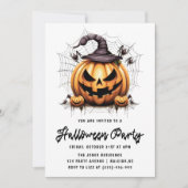 Moderne Kürbisspinnen Erwachsenes Halloween-Party Einladung (Vorderseite)