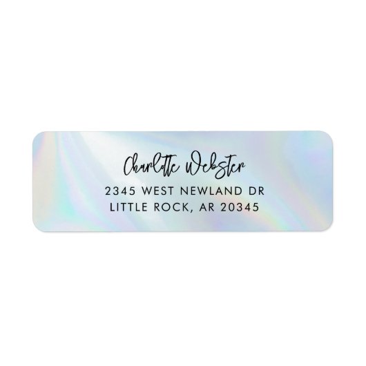 Moderne kursive Script-Iridescent-Rücksendeadresse (Vorne)