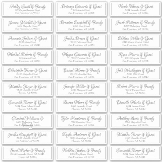 Moderne kursive Skriptaufschrift Hochzeitgästen Ad Aufkleber (Vorderseite)