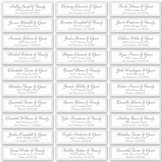 Moderne kursive Skriptaufschrift Hochzeitgästen Ad Aufkleber (Vorderseite)