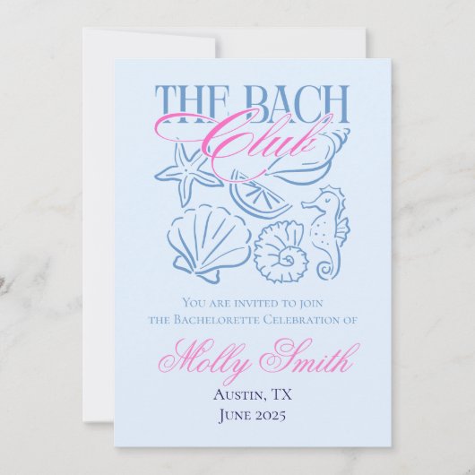 Moderne Küste Bachelorette Wochenende Ausflug Einladung (Vorderseite)