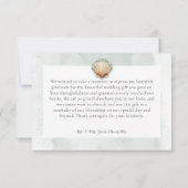 Moderne Küste Seashell Aqua Wedding Dankeskarte (Rückseite)