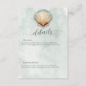 Moderne Küste Seashell Aqua Wedding Details Begleitkarte (Vorderseite)